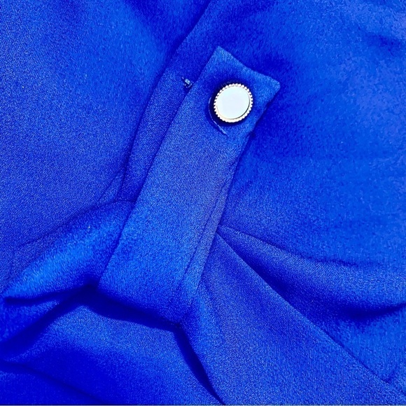 Everly Tunic Dress Small Royal Blue Mini Lined 3/4 Length Sleeves FoldUp Buttons - Picture 8 of 16